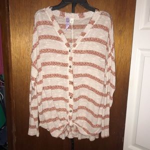 striped button down tie sweater